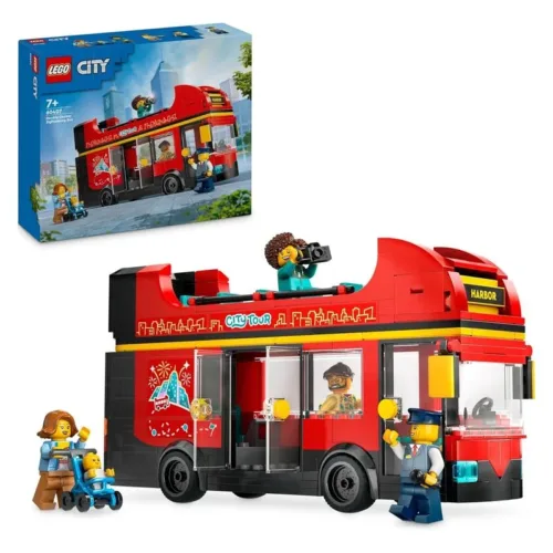 LEGO 60407 City autobús turístico rojo de dos plantas con figuras incluidas
