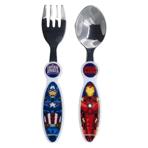 Cubierto y cuchara infantil Los Vengadores Marvel acero inoxidable 74118 STOR