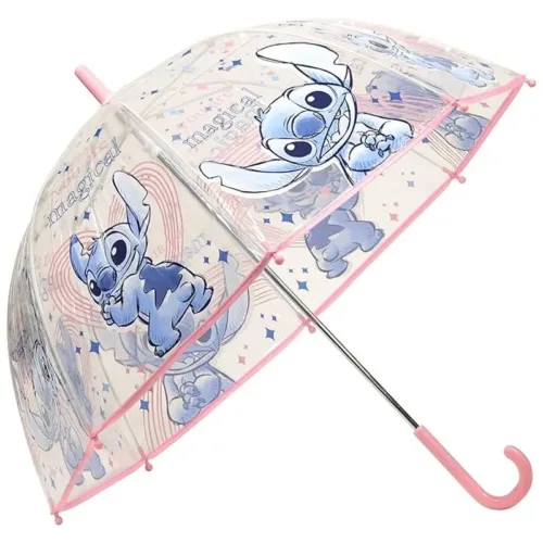 Paraguas manual Stitch rosa y transparente 46cm D07153MC KIDS EURO