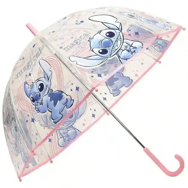 Paraguas manual Stitch rosa y transparente 46cm D07153MC KIDS EURO