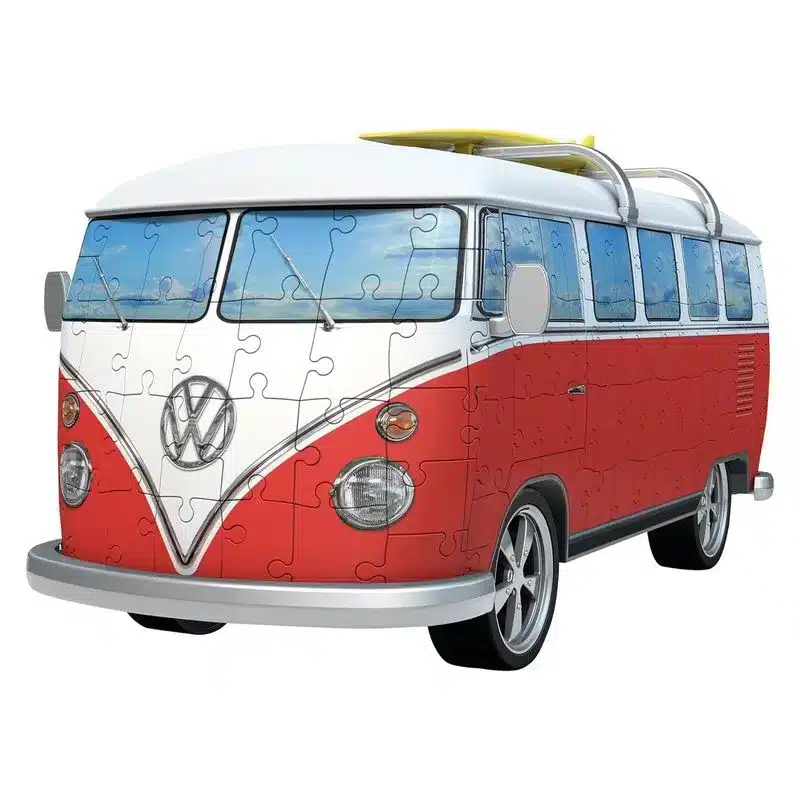 Puzzle 3D Furgoneta Volkswagen clásica roja y blanca 162 piezas 12516 RAVENS - Imagen 2