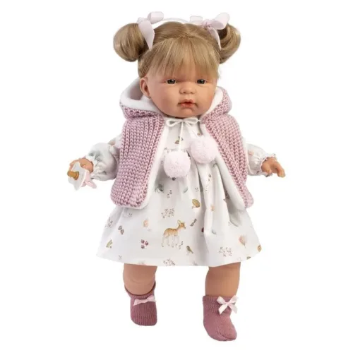 Muñeca Llorens llorona Joelle chaleco de lana rosa 38cm 38354 LLORENS