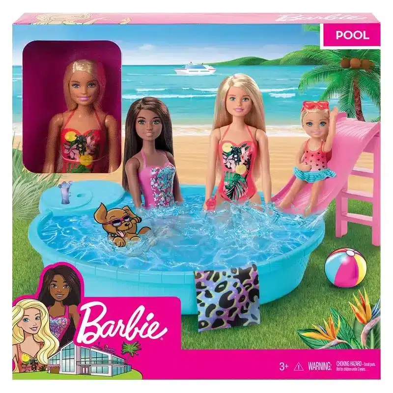 Muñeca Barbie 30cm con piscina y tobogán con todos accesorios GHL91 MATTEL - Imagen 2