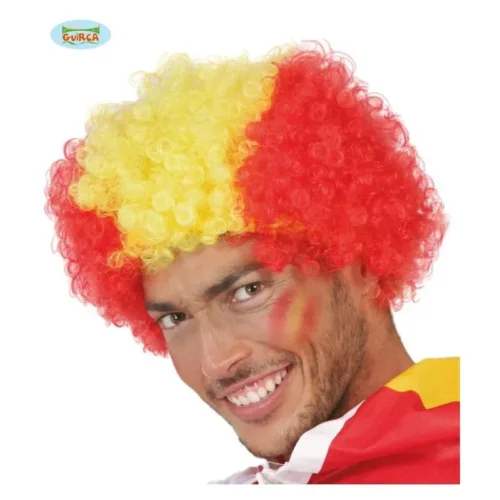 Peluca rizos España color amarillo y rojo 4844 GUIRCA