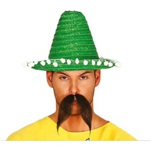 Sombrero mexicano paja verde 33 cm para carnavales y fiestas 13634-VR GUIRCA