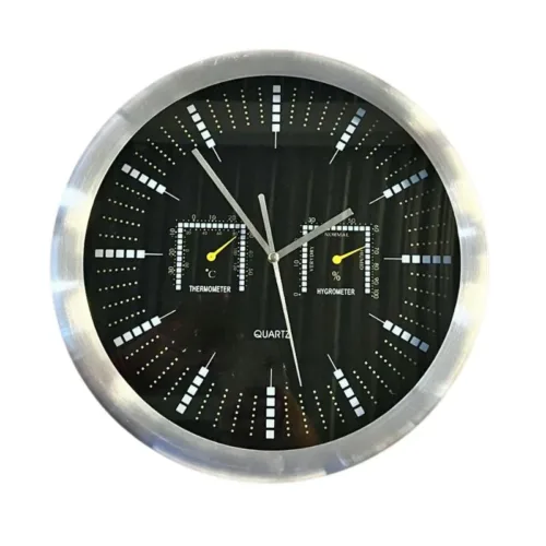 Reloj de pared negro medidor de temperatura y humedad 00248 DIBESUR