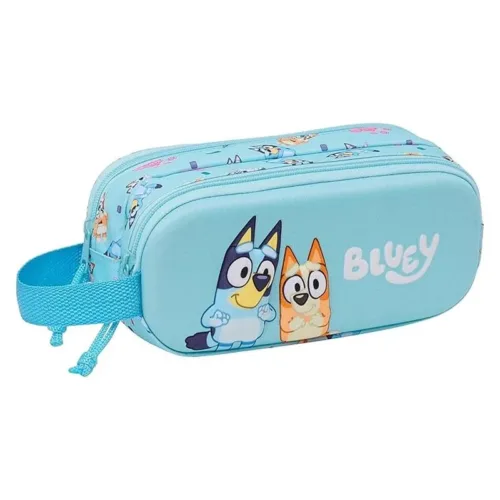 Estuche portatodo doble Bluey y Bingo 3D celeste 812433512 SAFTA