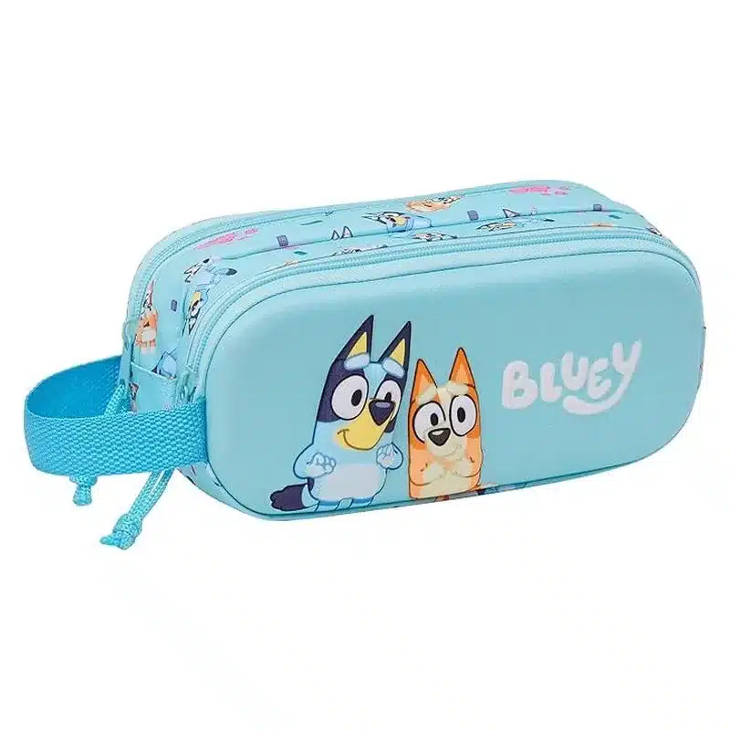 Estuche portatodo doble Bluey y Bingo 3D celeste 812433512 SAFTA
