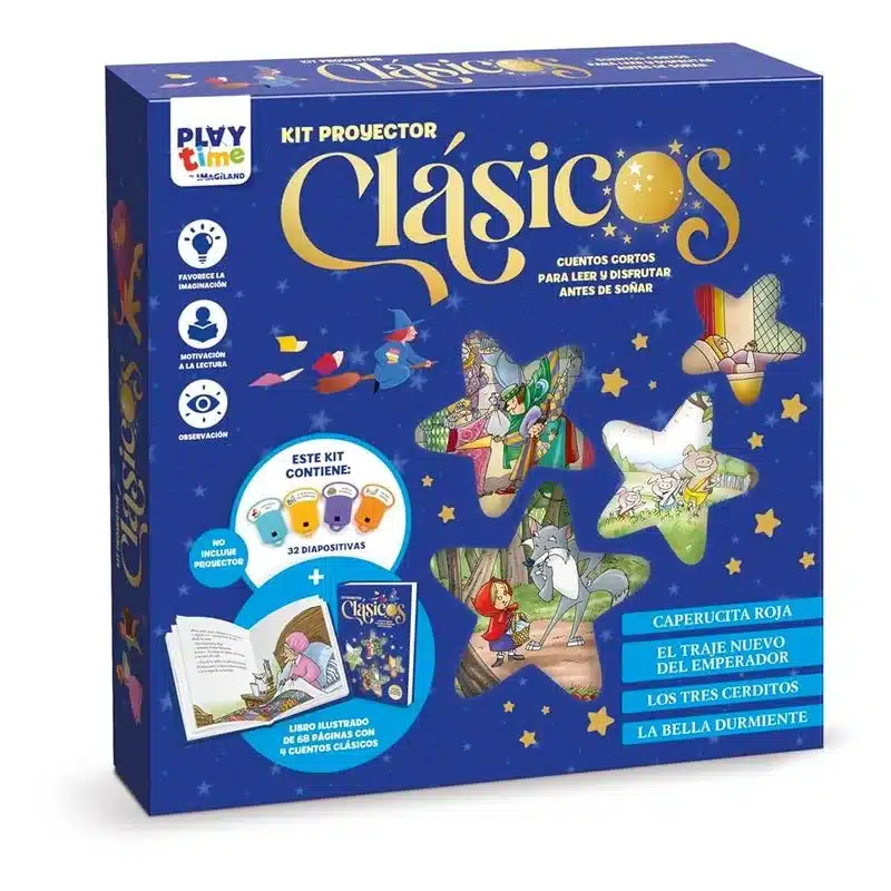 Cuentos clásicos Caperucita, Traje emperador, 3 cerditos y Bella durmiente