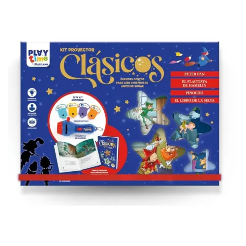 Kit proyector Clásicos Peter Pan, Flautista Hamelin, Pinocho y Libro Selva BOPR02