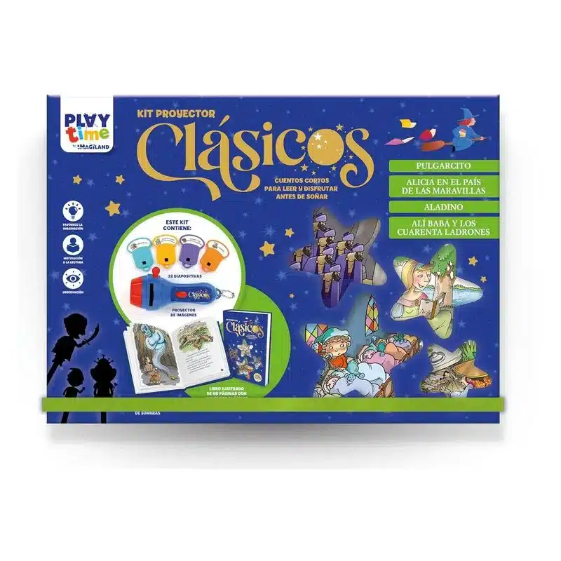 Kit Proyector Clásicos Pulgarcito, Alicia Pais Maravillas, Aladino y Alí Babá BOPR03