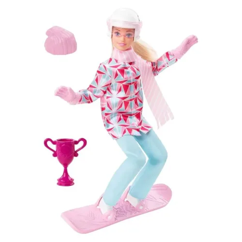 Muñeca Barbie deportista de Invierno con tabla de snowboard HCN32 MATTEL