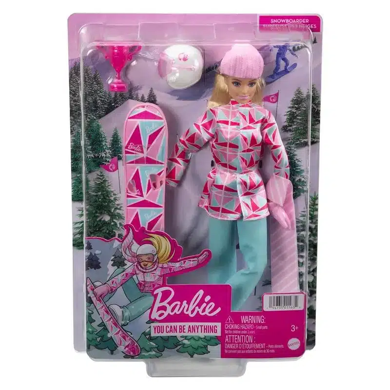 Muñeca Barbie deportista de Invierno con tabla de snowboard HCN32 MATTEL - Imagen 3