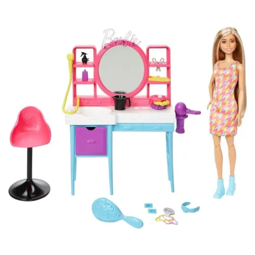 Barbie Totally Hair Set con su peluquería y accesorios HKV00 MATTEL
