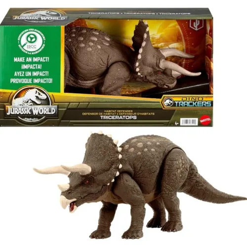Figura acción Dino Trackers Triceratops Jurassic World HPP88 MATTEL