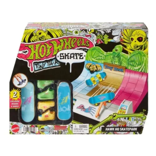 Pista de skate Hot Wheels Tony Hawk con patinates y zapatillas HPG35 MATTEL