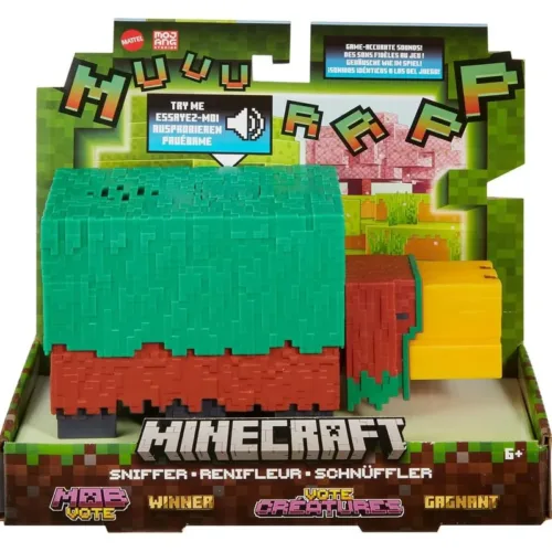 Figura acción Minecraft Sniffer con sonidos y diseño pixelado HXM85 MATTEL