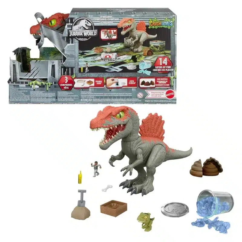 Figura dinosaurio Crushivores Espinosaurio destrozajaulas Jurassic World HTP71