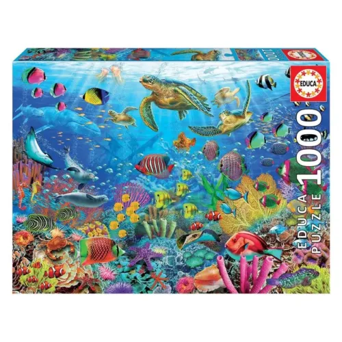 Puzzle 1000 piezas tortugas en el paraíso con pegamento Fix 19266 EDUCA