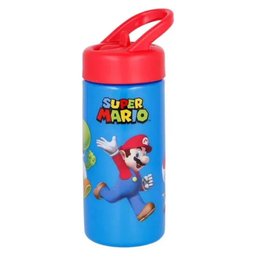 Botella agua deportiva Super Mario Bros con asa y pajita 410ml 21401 STOR