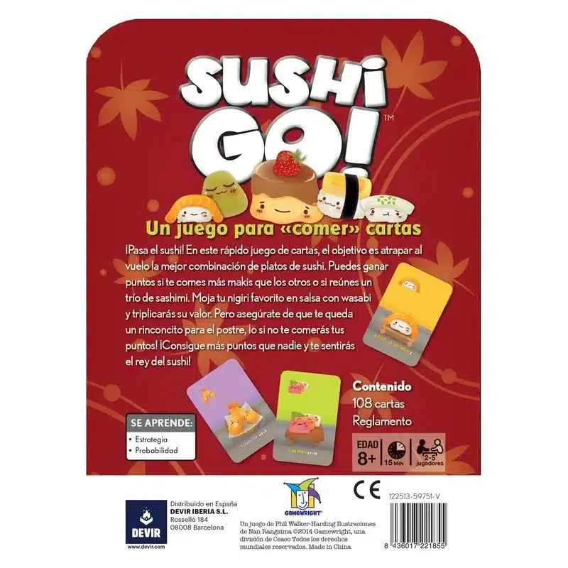 Juego de mesa cartas Sushi Go! BGSUSHI 21855 DEVIR - Imagen 3
