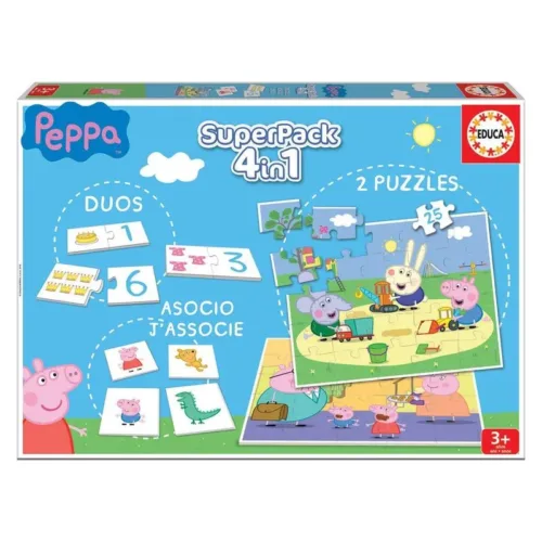 Superpack 4 en 1 juegos de mesa infantiles Peppa Pig 16229 EDUCA BORRAS