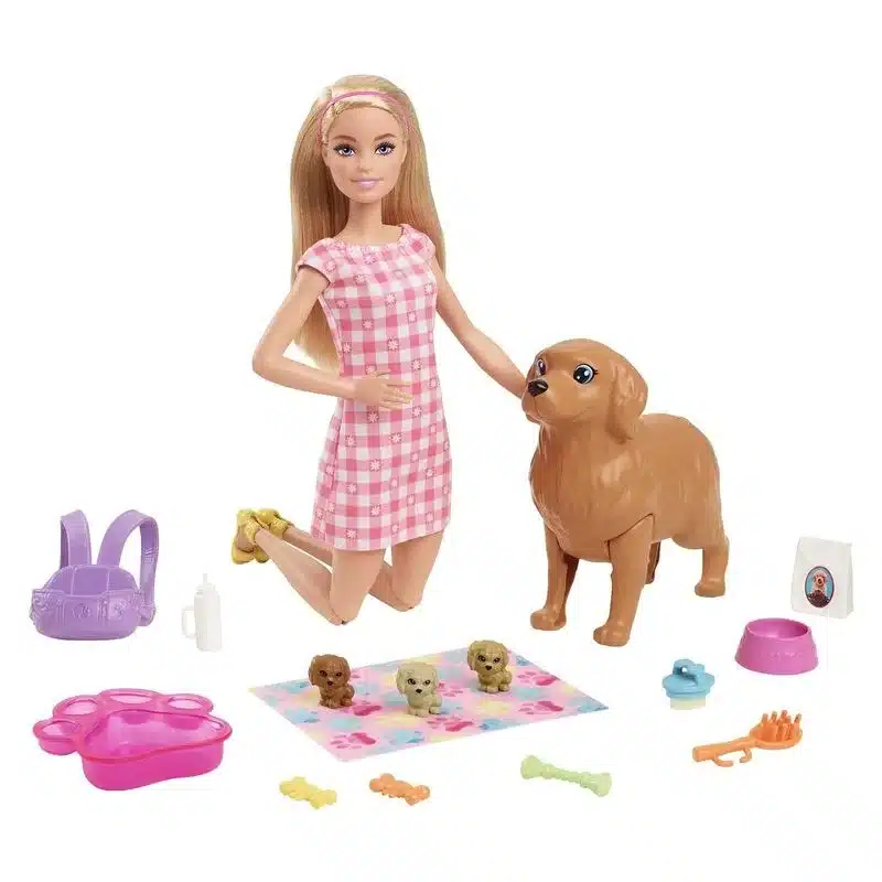 Barbie perritos recién nacidos con mamá perrito y accesorios HCK75 MATTEL