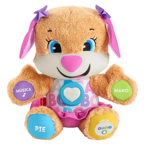 Peluche Perrita primeros descubrimientos con luces y sonidos FPP55 MATTEL