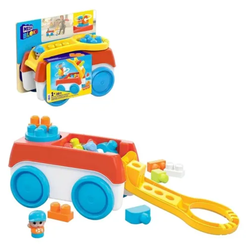 Remolque con bloques de construcción para arrastrar Mega Bloks HHN00 MATTEL