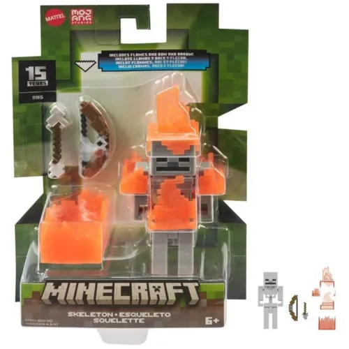 Minecraft figura Skeleton en llamas figura con accesorios HTN11sGTP08 MATTEL