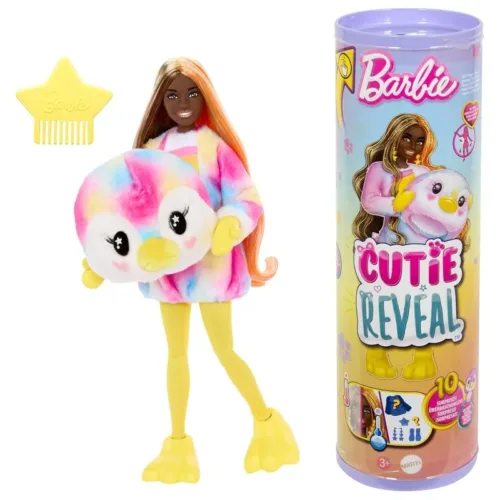 Barbie Cutie Reveal Pinguino muñeca morena con varios accesorios HRK40