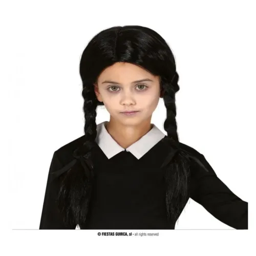 Peluca infantil negra con trenzas para carnaval o halloween 4945 GUIRCA