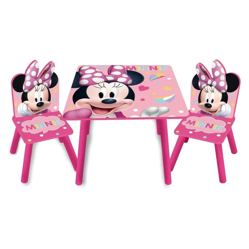 Conjunto mesa Disney Minnie Mouse 50x50x44cm con dos sillas WD13978 ARDITEX