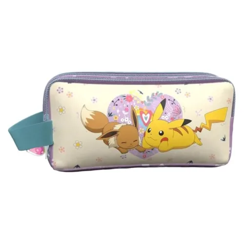 Portatodo triple Pokémon colección flowers Eevee y Pikachu PT20-04PK CYP