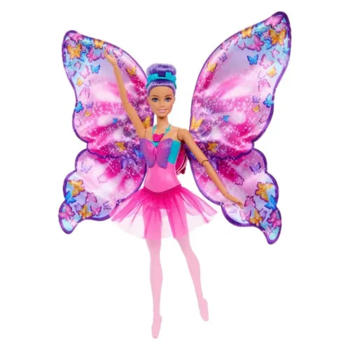 Barbie Muñeca Bailarina Dance and Flutter 2 en 1 Mariposa HXJ10 MATTEL