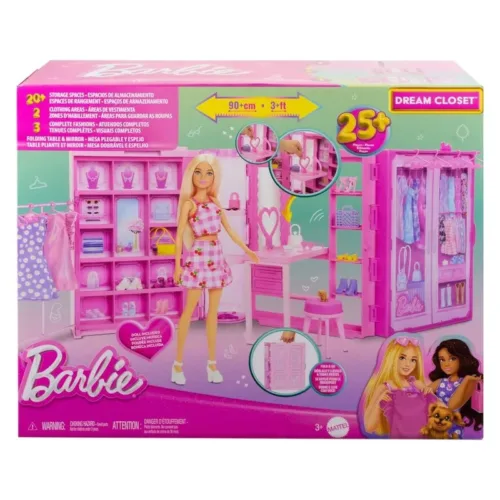 Set de juego Barbie Dream Closet con muñeca y accesorios HXD58 MATTEL