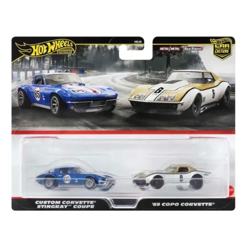 Pack Hot Wheels Custom Corvette Stingray Coupe y 69 Copo Corvette HRR80 Mattel