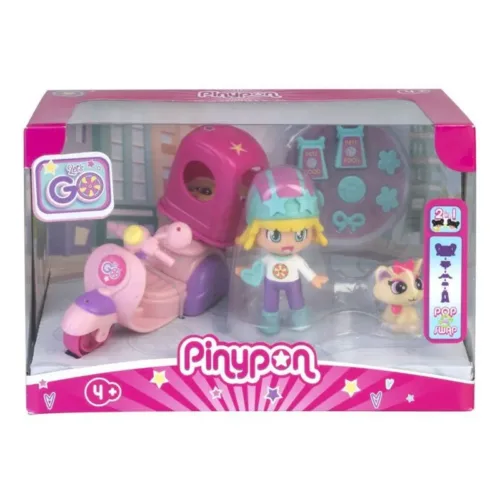 Playset Pinypon Let’s Go con moto y mascota 2 en 1 PNY37200sPNY37000