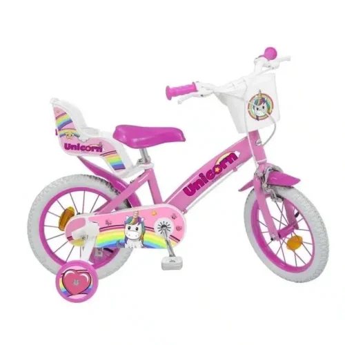 Bicicleta 16 pulgadas Unicornio rosa con porta muñecas 16029 TOIMSA