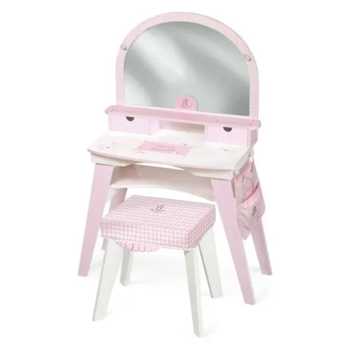 Tocador Grande Niza Rosa con Banqueta de Madera 110 cm 55746 DECUEVAS