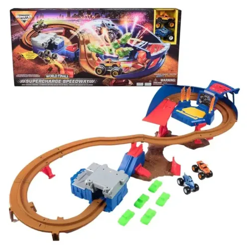 Pista superchange Speedway con 2 Monster Truck metal Megalodón y Toro Loco