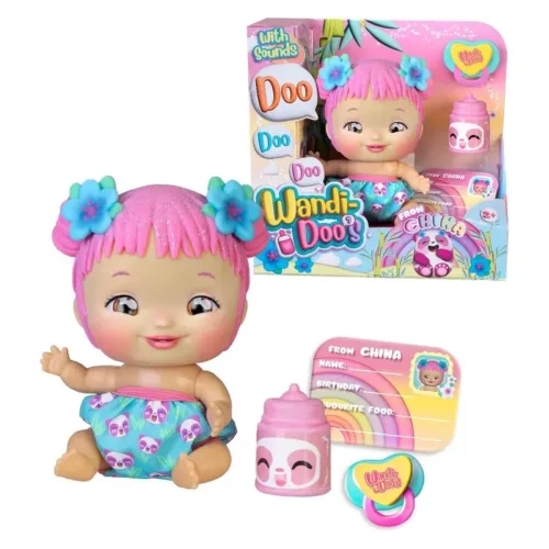 Muñeca Bebé asiática Wandi-Doo’s pañal oso panda y accesorios Famosa WAD02000