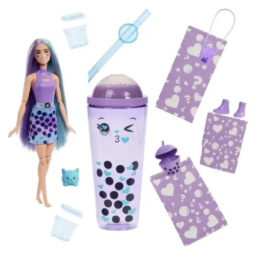 Muñeca Barbie POP Reveal con el pelo morado vaso de té HTJ19