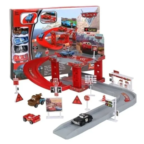 Cars parking race con 4 coches incluidos y 40 piezas 66317 VALUVIC