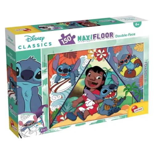 Puzzle infantil de 150 piezas Disney Stitch doble cara colorear 48097 LISCIANI