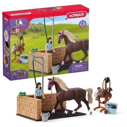 Playset Horse Club lavadero de caballos con 19 piezas Schleich 42438