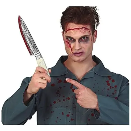 Cuchillo cocina con sangre Halloween ideal disfraces 33cm 26779 GUIRCA