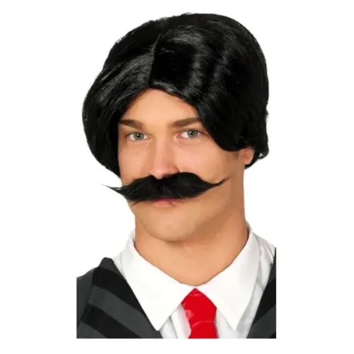 Peluca negra con bigote adulto para fiestas de disfraces 4393 GUIRCA