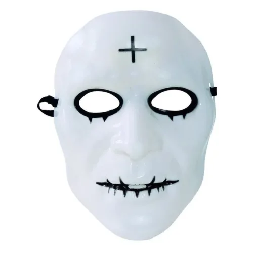 Máscara blanca con cruz de PVC terrorífica Halloween 2262 GUIRCA