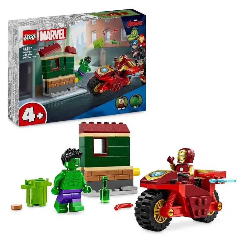 LEGO Set Construcción Marvel Iron Man con Moto y Hulk 76287
